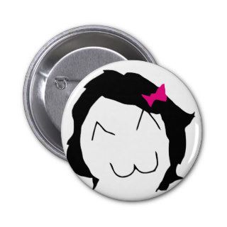 Derpina   black hair, pink ribbon   meme pinback buttons
