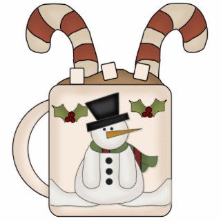 Snowman Candy Cane Winter Christmas Ornament Photo Cut Outs