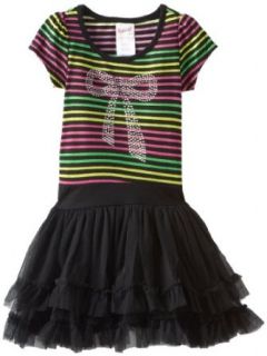 Nannette Girls 2 6X 1 Pieced Striped Bow Dress Clothing