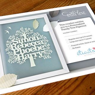 personalised family tree gift voucher by eticuts