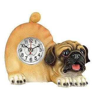 Dog Wagging Tail Desk Clock Accessory Pug Breed  