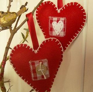 pair of felt heart decorations by cherish