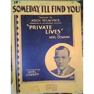 Someday I'll Find You (from Private Lives) Noel Coward Books