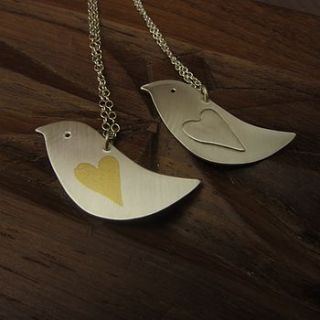 lovebird pendant and earrings set by joanne tinley jewellery