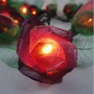 Thai Vintage Handmade 35 Violet Rose Flower Fairy String Lights Wedding Party Patio Floral Decor 3.5m   Night Lights  