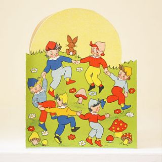 vintage little elves birthday card by petite honoré