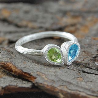 topaz peridot silver teardrop stacking ring by embers semi precious and gemstone designs