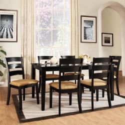 Wilma Black Ladder Back Cushioned 7 piece Dining Set