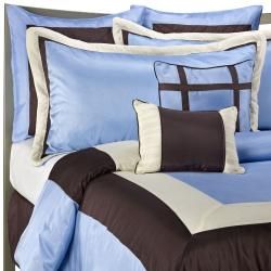 Classic Blue/Chocolate Brown 8 piece Comforter Set Comforter Sets