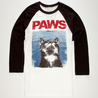 Paws Mens Baseball Tee White In Sizes X Large, Xx Large, Small, Me
