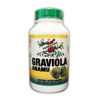 Graviola and Anamu 100 Capsules From Herbacure 100% Natural Health & Personal Care