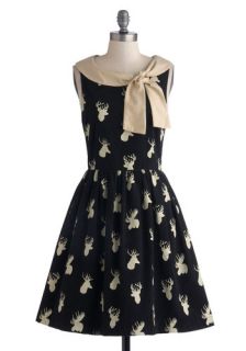 Knitted Dove On Antler On Dress  Mod Retro Vintage Dresses