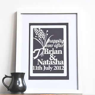 personalised wedding papercut style print by ant design gifts