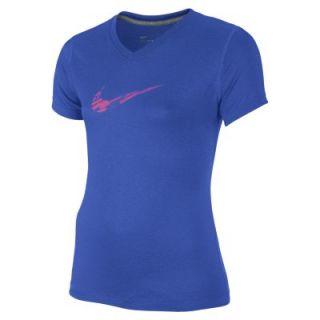 Nike Swoosh V Neck Fill 1 Girls Training T Shirt   Hyper Cobalt