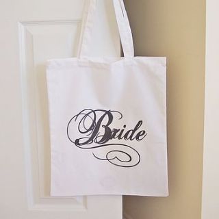 'bride' wedding tote bag by hope and willow