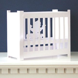 3d baby in a cot greetings card by cardinall