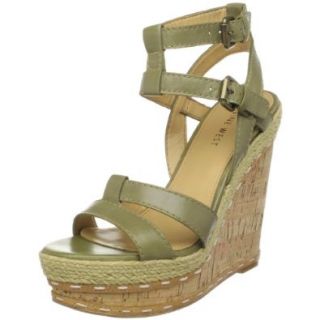 Nine West Women's Bottos Ankle Strap Jute Wedge,Natural Leather,9.5 M US Shoes