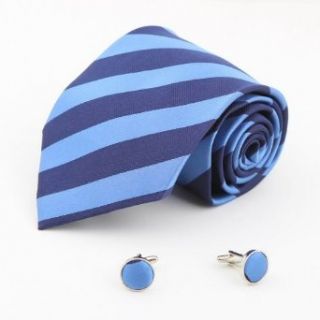 8124 Blue Stripes Silk Ties Cufflinks Personalised Shandmade Set By Y&G at  Men�s Clothing store