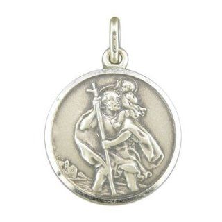 Sterling Silver Large Antique Finish St Christopher Necklace On A 18 Inch Snake Necklace Chain Necklaces Jewelry