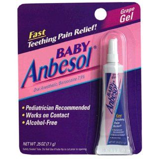 Baby Anbesol Oral Anesthetic Gel, Grape, .25 Ounce Tubes (Pack of 4) Health & Personal Care