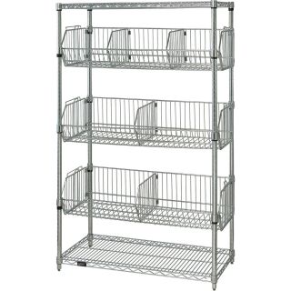 Quantum Storage Stationary Basket Unit — 48in.W x 24in.D x 63in.H, Model# 2448BC6C  Wire Basket Shelving