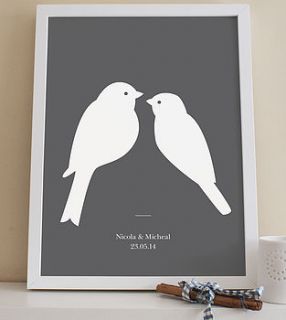 personalised love birds print by old english company