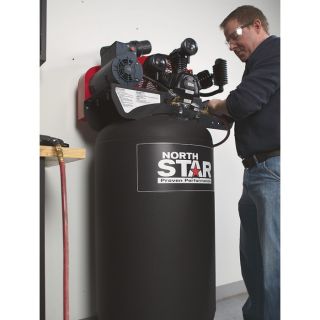 NorthStar Electric Air Compressor — 5 HP, 80-Gallon Vertical, 230 Volt, 14.9 CFM @ 90 PSI  19 CFM   Below Air Compressors
