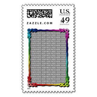 Rainbow Rope Border Custom Photo Postage Stamps