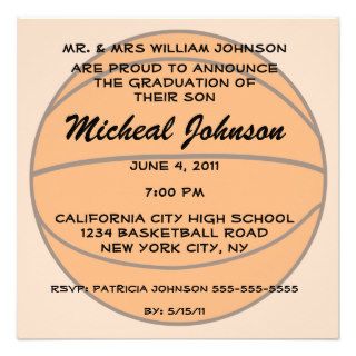 Basketball Ball Player Fan 2014 Sports Graduation Custom Invitations