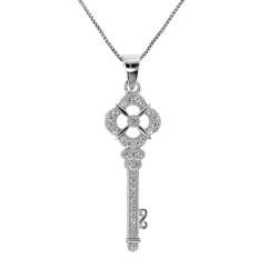 Sterling Silver Cubic Zirconia Key Necklace Moise Cubic Zirconia Necklaces