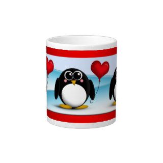 Adorable Penguin Heart Balloon   20oz Jumbo Mug