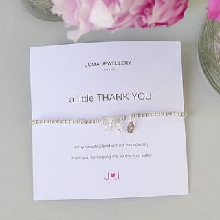 bridesmaid 'thank you' bracelet by lilac coast