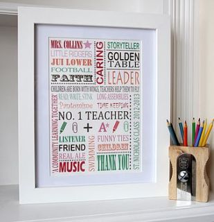personalised thank you teacher print by lisa marie designs