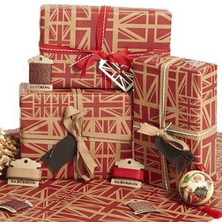 red union jack christmas wrapping paper set by sophia victoria joy