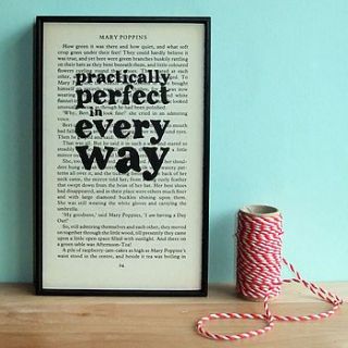 'practically perfect' mary poppins quote art by bookishly