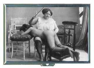 Lesbian Spanking Sexy Antique Cigarette Case, ID Wallet USA Made 