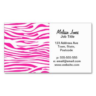 Hot pink Zebra stripe pattern Business Card Template