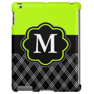 Lime Green and Black Monogram iPad Case