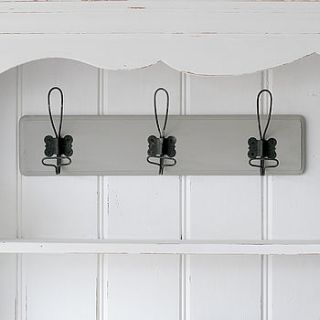 rustic shabby chic triple coat hook rail by pippins gift company