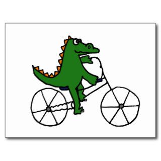 Funny Alligator Riding Bicycle Cartoon Postcards