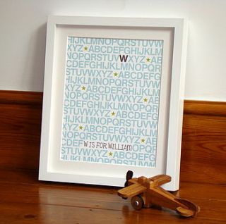 'a z' personalised new baby name print by little van goghs