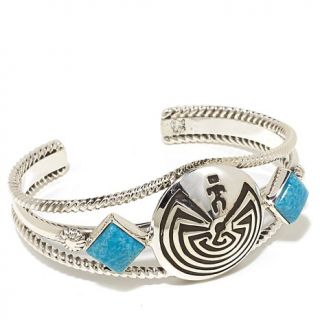 Chaco Canyon Southwest Turquoise "Man in the Maze" Sterling Silver Cuff Bracele