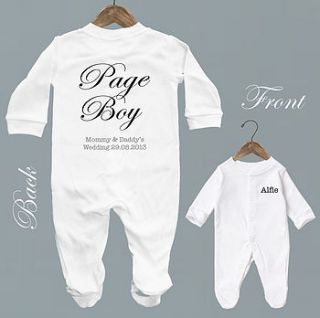 personalised 'page boy' baby romper by precious little plum