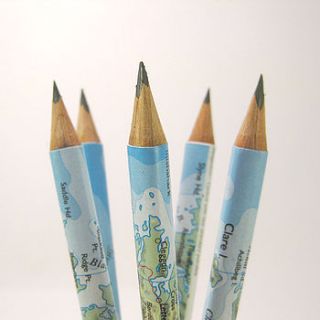 set of five map of ireland pencils by six0six design