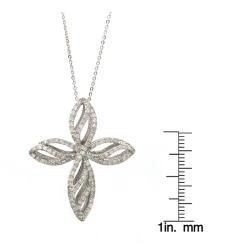 Beverly Hills Charm Sterling Silver 1/2ct TDW Diamond Cross Necklace (H I, I2) Beverly Hills Charm Diamond Necklaces