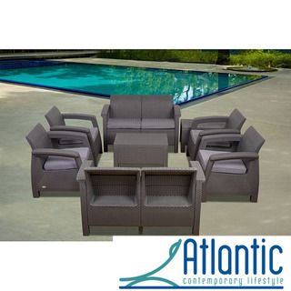 Mykonos Grey 8 pc Conversation Set Atlantic Sofas, Chairs & Sectionals