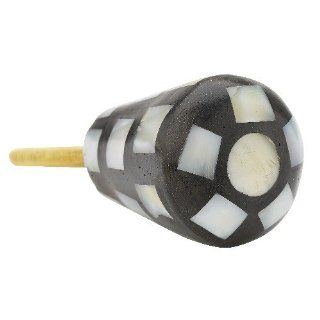 Lisbeth Dahl Black and Faux Mother of Pearl Knobs, Set of 6   Cabinet And Furniture Knobs
