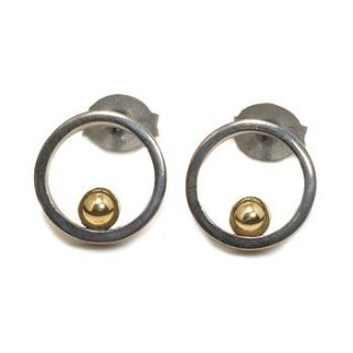 gold ball open circle oxidised stud earrings by machi de waard jewellery