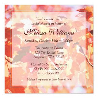 Autumn Leaves Fall Bridal Shower Invitations