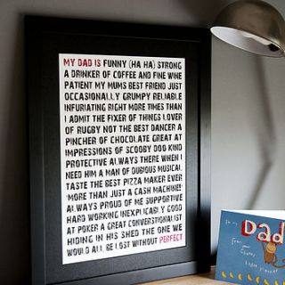 personalised 'my dad is…' print by betsy benn